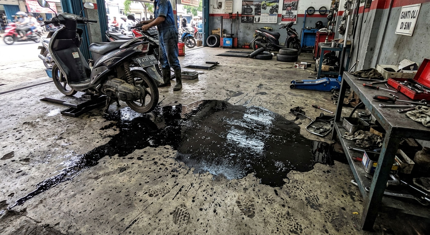 Cara Efektif Mengatasi Tumpahan Oli di Bengkel dengan SRAPP Oil Sorbent