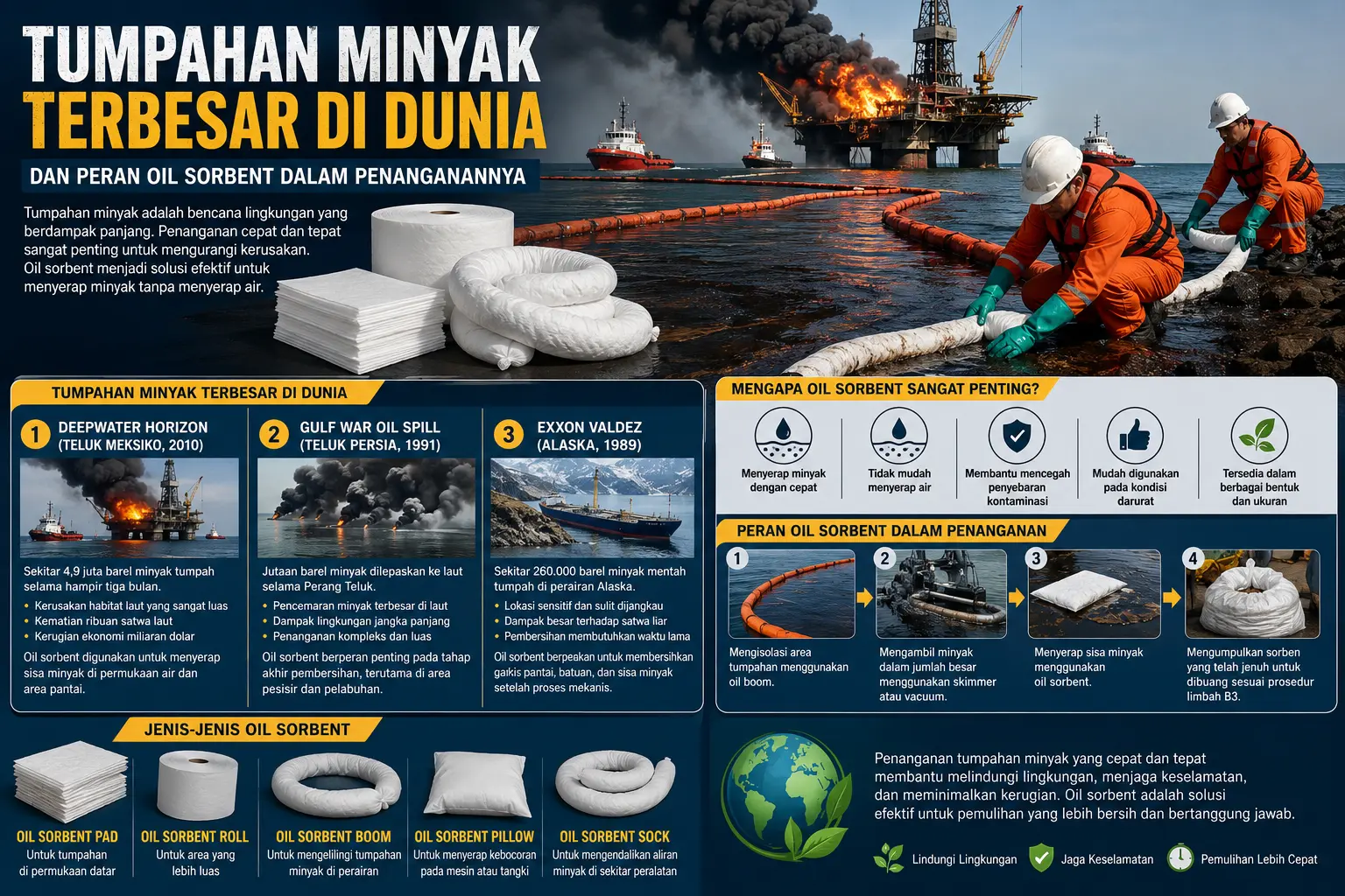 Tumpahan Minyak Terbesar di Dunia dan Peran Oil Sorbent dalam Penanganannya